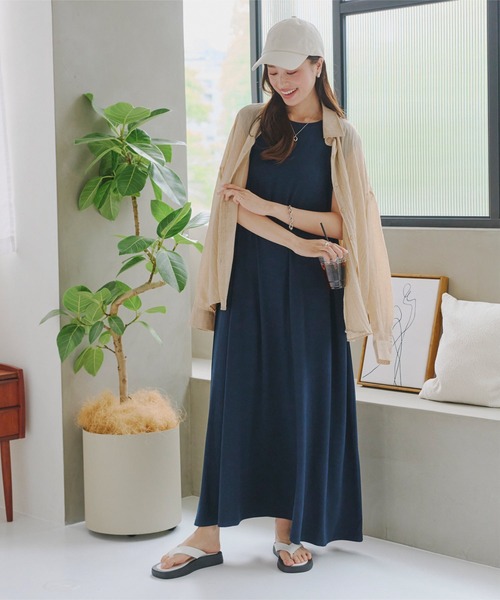 選べる4type 接触冷感×シワ防止加工付きカットソーワンピース