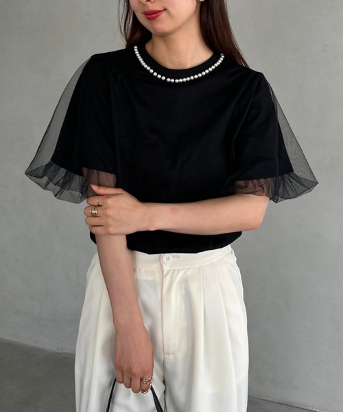 楽天市場】チュール ドッキングトップス Tシャツ トップス 半袖