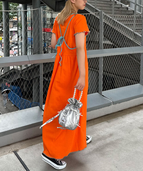 HELLO.SANFRANCISCO（ハローサンフランシスコ）の「【HELLO.SANFRANCISCO/ハローサンフランシスコ】配色リンガーTEE付キャミワンピース（ワンピース・レディース・ブラック/ピンク/イエロー/オレンジ・ONE SIZE）」の4枚目の写真