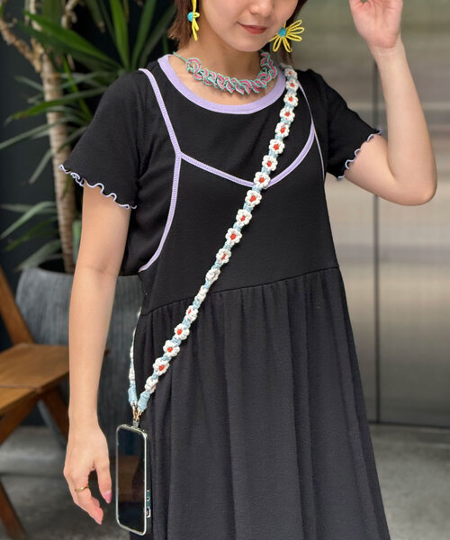 HELLO.SANFRANCISCO（ハローサンフランシスコ）の「【HELLO.SANFRANCISCO/ハローサンフランシスコ】配色リンガーTEE付キャミワンピース（ワンピース・レディース・ブラック/ピンク/イエロー/オレンジ・ONE SIZE）」の10枚目の写真