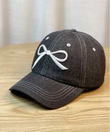 LA VORAGINE | リボン刺繍デニム野球帽CAP(キャップ)