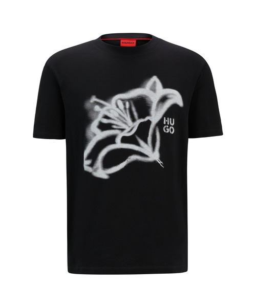 【セール】リラックスフィット フローラルアートワーク コットンジャージー Tシャツ（Tシャツ/カットソー）｜HUGO（ヒューゴ）