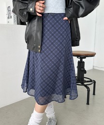 CLEA（クレア）の「チェックシフォンミディスカート（スカート）」