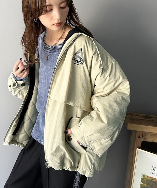 Java（ジャバ）の「《Javaジャバコラボ》こだわり配色でスポーツMIXコーデが叶う。胸刺繍×襟配色ブルゾン（ブルゾン・レディース・ブラック/ベージュ/ネイビー/ネイビー系・LARGE/MEDIUM/SMALL/X-LARGE）」の7枚目の写真