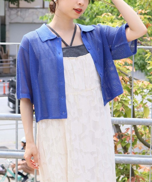 tiptop（ティップトップ）の「メッシュポロ衿カーディガン（カーディガン/ボレロ・レディース・ホワイト系その他/ブラック系その他/オフホワイト/ブルー/ブラック・FREE）」の15枚目の写真