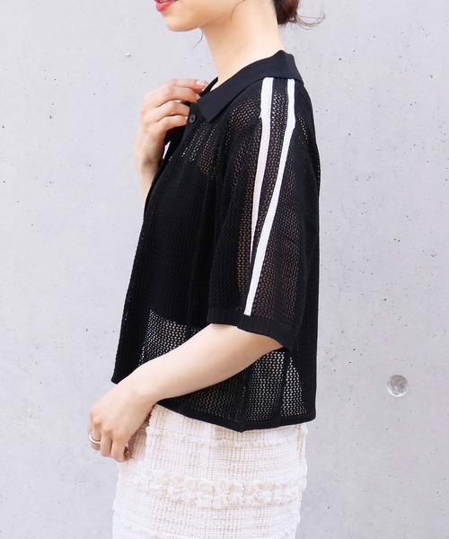 tiptop（ティップトップ）の「メッシュポロ衿カーディガン（カーディガン/ボレロ・レディース・ホワイト系その他/ブラック系その他/オフホワイト/ブルー/ブラック・FREE）」の18枚目の写真