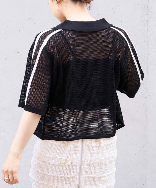 tiptop（ティップトップ）の「メッシュポロ衿カーディガン（カーディガン/ボレロ・レディース・ホワイト系その他/ブラック系その他/オフホワイト/ブルー/ブラック・FREE）」の17枚目の写真