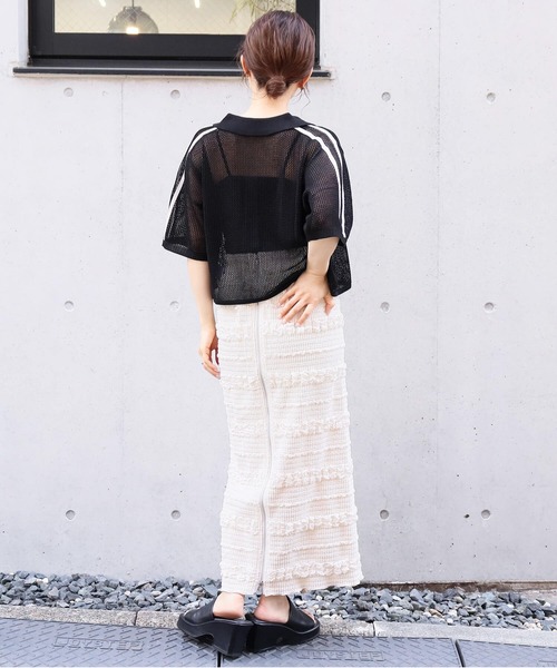 tiptop（ティップトップ）の「メッシュポロ衿カーディガン（カーディガン/ボレロ・レディース・ホワイト系その他/ブラック系その他/オフホワイト/ブルー/ブラック・FREE）」の16枚目の写真