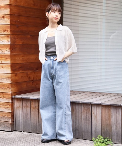 tiptop（ティップトップ）の「メッシュポロ衿カーディガン（カーディガン/ボレロ・レディース・ホワイト系その他/ブラック系その他/オフホワイト/ブルー/ブラック・FREE）」の12枚目の写真