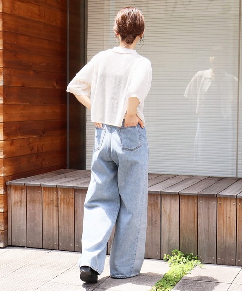 tiptop（ティップトップ）の「メッシュポロ衿カーディガン（カーディガン/ボレロ・レディース・ホワイト系その他/ブラック系その他/オフホワイト/ブルー/ブラック・FREE）」の7枚目の写真