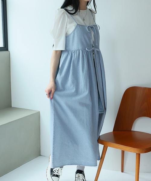 Girly Doll(ガーリードール)の「2WAYリボンキャミワンピース(ワンピース・レディース・サックスブルー/インディゴブルー/ブラック・F)」の15枚目の写真