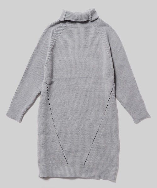 セール】Rib knit dress / タートルネック リブニットワンピース  