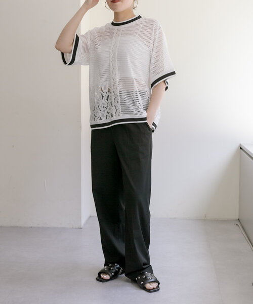 【イアパピヨネ】ラインレースTシャツ イアパピヨネ】ラインレースTシャツ - メルカリ