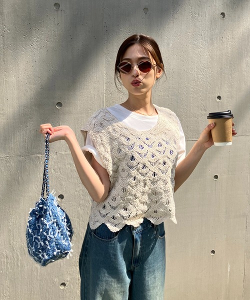 AS KNOW AS plus（アズノゥアズプラス）の「◎アソート かぎ針編み クロシェベスト【ZOZOTOWN限定アイテム】（ベスト・レディース・ブラック/ベージュ/ブラック系/ベージュ系/ブラック系1/ベージュ系2/グリーン系2/アイボリー系2・FREE）」の5枚目の写真