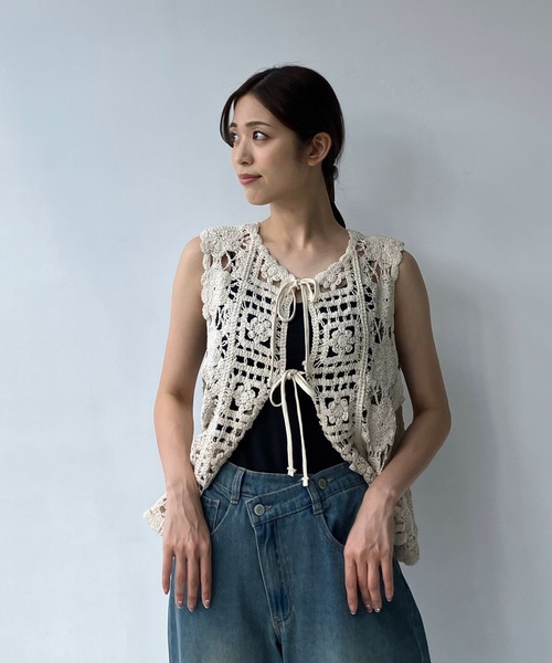 AS KNOW AS plus（アズノゥアズプラス）の「◎アソート かぎ針編み クロシェベスト【ZOZOTOWN限定アイテム】（ベスト・レディース・ブラック/ベージュ/ブラック系/ベージュ系/ブラック系1/ベージュ系2/グリーン系2/アイボリー系2・FREE）」の20枚目の写真