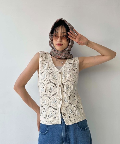 ★medama★A.P.C. TOP PALMYRE クロシェ　ベスト セール】◎アソート かぎ針編み クロシェベスト【ZOZOTOWN限定アイテム