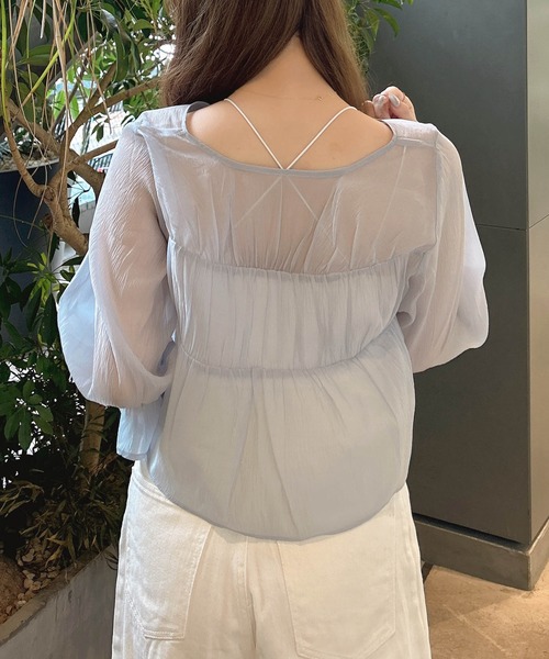 INGNI（イング）の「前リボンシアーブラウス（シャツ/ブラウス・レディース・ピンク/アイボリー/ブルーグレー/ブラック・M）」の16枚目の写真