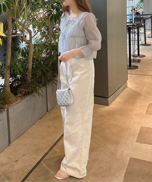 INGNI（イング）の「前リボンシアーブラウス（シャツ/ブラウス・レディース・ピンク/アイボリー/ブルーグレー/ブラック・M）」の19枚目の写真