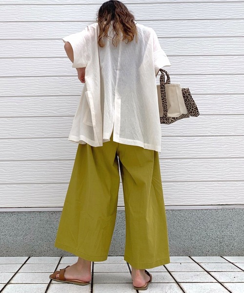 Q(キュー)の「ビッグポケットワイドパンツ(その他パンツ・レディース・ブラック/マスタード・MEDIUM)」の8枚目の写真