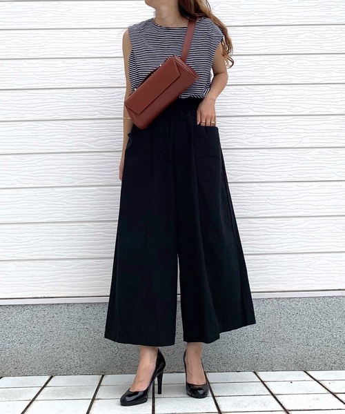 Q(キュー)の「ビッグポケットワイドパンツ(その他パンツ・レディース・ブラック/マスタード・MEDIUM)」の9枚目の写真