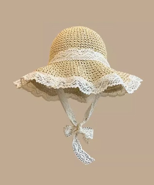 aimoha(アイモハ)の「リボン付きストローハット (SS)(ハット・レディース・ホワイト系その他2/ホワイト系その他4/ホワイト系その他/ホワイト系その他3/ブラウン系その他・2/4/1/3)」の3枚目の写真