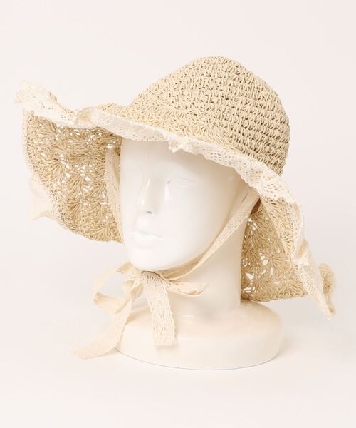 aimoha(アイモハ)の「リボン付きストローハット (SS)(ハット・レディース・ホワイト系その他2/ホワイト系その他4/ホワイト系その他/ホワイト系その他3/ブラウン系その他・2/4/1/3)」の8枚目の写真