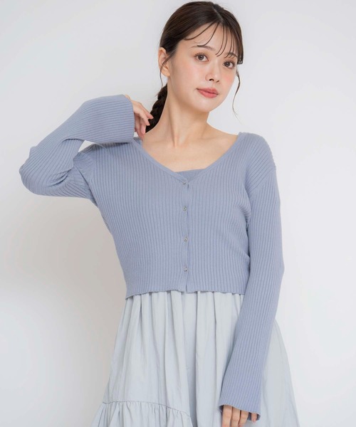 NOELA(ノエラ)の「フレアスリーブニットカーデ(カーディガン/ボレロ・レディース・ボルドー/サックスブルー/ブラック・フリー)」の1枚目の写真