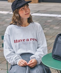 【GILDAN】ギルダン別注 アソートロゴ  グラフィックプリント&刺繍 オーバーサイズ  長袖Tシャツオートミール