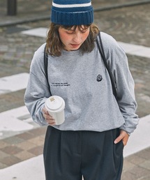 GILDAN | 【GILDAN】ギルダン別注 アソートロゴ  グラフィックプリント&刺繍 オーバーサイズ  長袖Tシャツ(Tシャツ/カットソー)