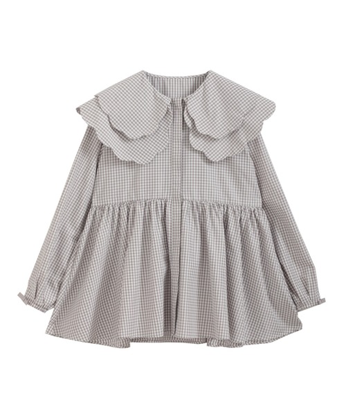 【完売商品】Fitmore ダブルスカラップギンガムブラウス Fit more（フィットモア） ブラウス シャツ ダブルスカラップギンガム