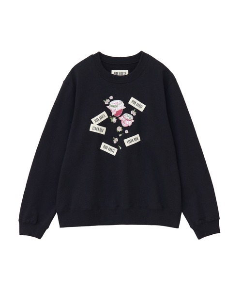 PINK HOUSE（ピンクハウス）の「ローズジャムびんモチーフトレーナー（スウェット・レディース・ローズ/ブラック/アイボリー/マルーン/ラベンダー・LARGE/MEDIUM）」の3枚目の写真