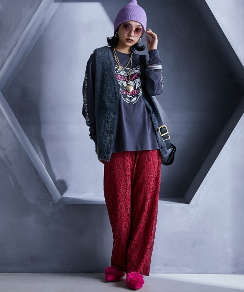 GEVS.(ジェイヴィス)の「綿100%グラフィックプリントロングスリーブTシャツ <大きいサイズ有>GEVS.(Tシャツ/カットソー・レディース・チャコール/ベージュ系・M/5L/4L/3L/LL/L)」の7枚目の写真