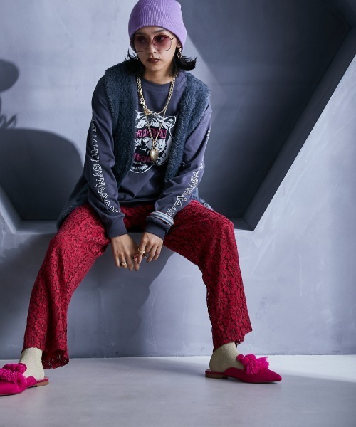 大きいサイズ レディース トップス 綿100％グラフィックプリントロングスリーブＴシャツ GEVS.対応 30代 40代 50代 ジェイビス じぇいびす GEVS. tシャツ 綿100％グラフィックプリントロングスリーブT