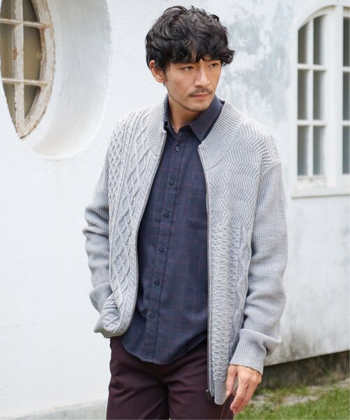 ikka(イッカ)の「ジャカードドライバーズニット(カーディガン/ボレロ・メンズ・グレー/ブラック/ネイビー・M/L/XL/S)」の4枚目の写真