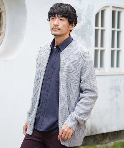 ikka(イッカ)の「ジャカードドライバーズニット(カーディガン/ボレロ・メンズ・グレー/ブラック/ネイビー・M/L/XL/S)」の6枚目の写真