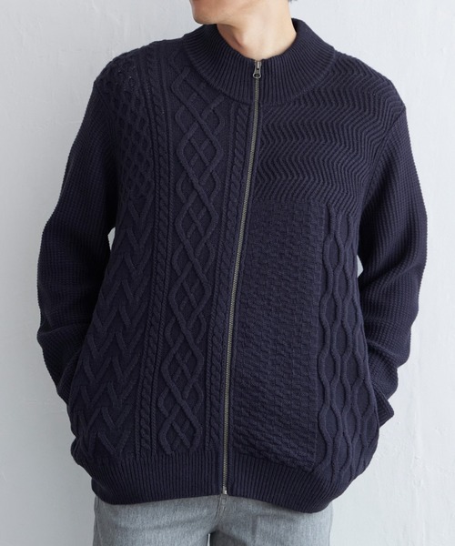 ikka(イッカ)の「ジャカードドライバーズニット(カーディガン/ボレロ・メンズ・グレー/ブラック/ネイビー・M/L/XL/S)」の3枚目の写真