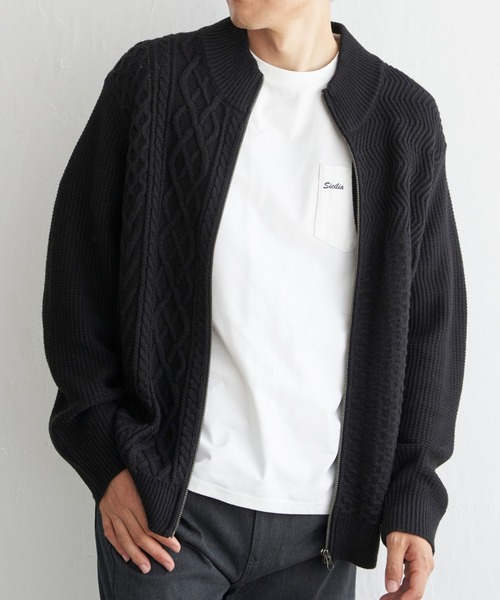 ikka(イッカ)の「ジャカードドライバーズニット(カーディガン/ボレロ・メンズ・グレー/ブラック/ネイビー・M/L/XL/S)」の1枚目の写真