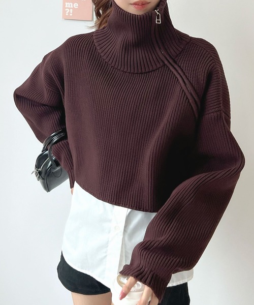 Lani ラニ メッシュ編み 裾アシメニットプルオーバー trim_ofany_item9a4460e4c2a011e