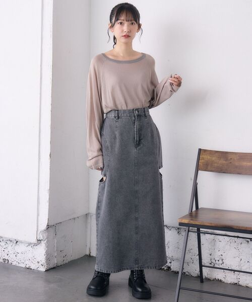 RETRO GIRL（レトロガール）の「サイドスリットデニムSK（デニムスカート・レディース・ブルー系その他/ブラック・FREE）」の9枚目の写真