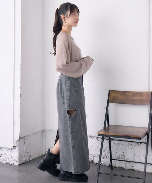 RETRO GIRL（レトロガール）の「サイドスリットデニムSK（デニムスカート・レディース・ブルー系その他/ブラック・FREE）」の8枚目の写真