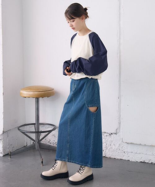 RETRO GIRL（レトロガール）の「サイドスリットデニムSK（デニムスカート・レディース・ブルー系その他/ブラック・FREE）」の22枚目の写真