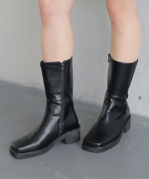 cheriella(シェリエラ)の「【cheriella】スクエアトゥミドルブーツ(ブーツ・レディース・ブラック・S(23cm)/M(24cm)/L(25cm))」の9枚目の写真