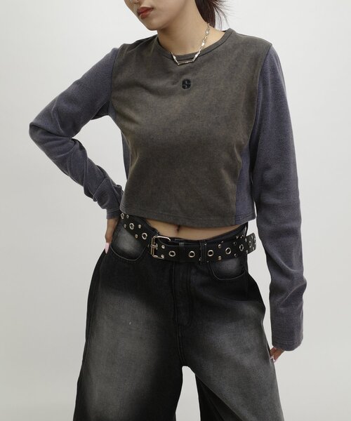 WHO'S WHO gallery(フーズフーギャラリー)の「【SLOPPY/スロッピー】リブ切り替えトップス(Tシャツ/カットソー・レディース・ライトグレー/ブルー系その他/ネイビー/チャコールグレー・FREE)」の16枚目の写真