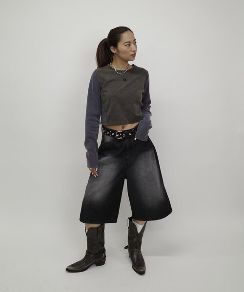 WHO'S WHO gallery(フーズフーギャラリー)の「【SLOPPY/スロッピー】リブ切り替えトップス(Tシャツ/カットソー・レディース・ライトグレー/ブルー系その他/ネイビー/チャコールグレー・FREE)」の15枚目の写真