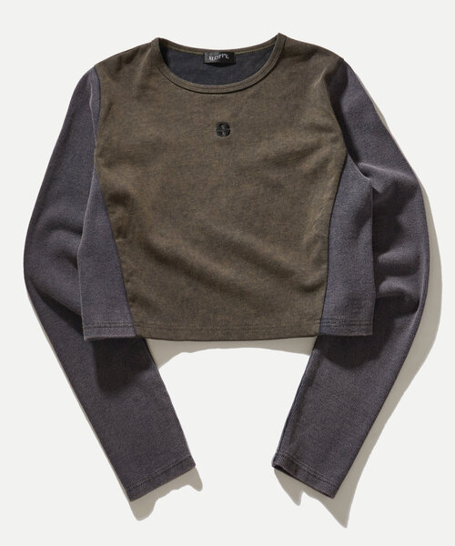 WHO'S WHO gallery(フーズフーギャラリー)の「【SLOPPY/スロッピー】リブ切り替えトップス(Tシャツ/カットソー・レディース・ライトグレー/ブルー系その他/ネイビー/チャコールグレー・FREE)」の14枚目の写真