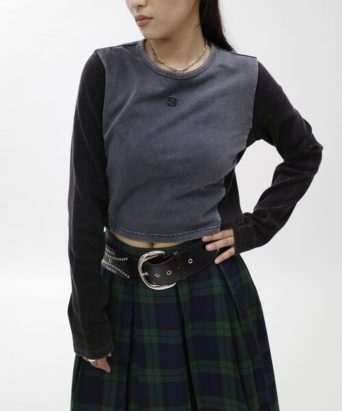 WHO'S WHO gallery(フーズフーギャラリー)の「【SLOPPY/スロッピー】リブ切り替えトップス(Tシャツ/カットソー・レディース・ライトグレー/ブルー系その他/ネイビー/チャコールグレー・FREE)」の11枚目の写真