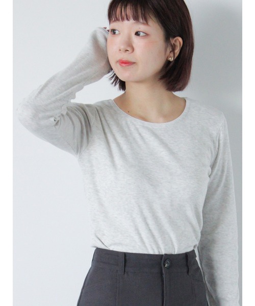 ehka sopo(エヘカソポ)の「ちびレースカットソー(Tシャツ/カットソー・レディース・グレー/オフホワイト/キナリ/ブラック・F)」の3枚目の写真