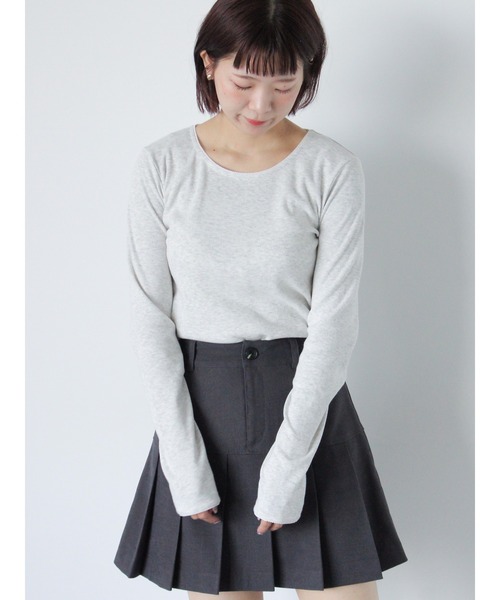 ehka sopo(エヘカソポ)の「ちびレースカットソー(Tシャツ/カットソー・レディース・グレー/オフホワイト/キナリ/ブラック・F)」の8枚目の写真