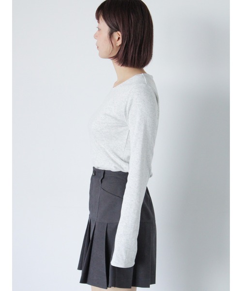 ehka sopo(エヘカソポ)の「ちびレースカットソー(Tシャツ/カットソー・レディース・グレー/オフホワイト/キナリ/ブラック・F)」の9枚目の写真