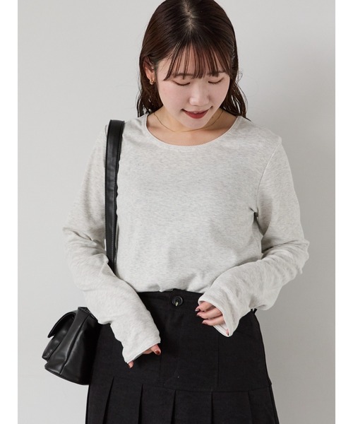 ehka sopo(エヘカソポ)の「ちびレースカットソー(Tシャツ/カットソー・レディース・グレー/オフホワイト/キナリ/ブラック・F)」の12枚目の写真
